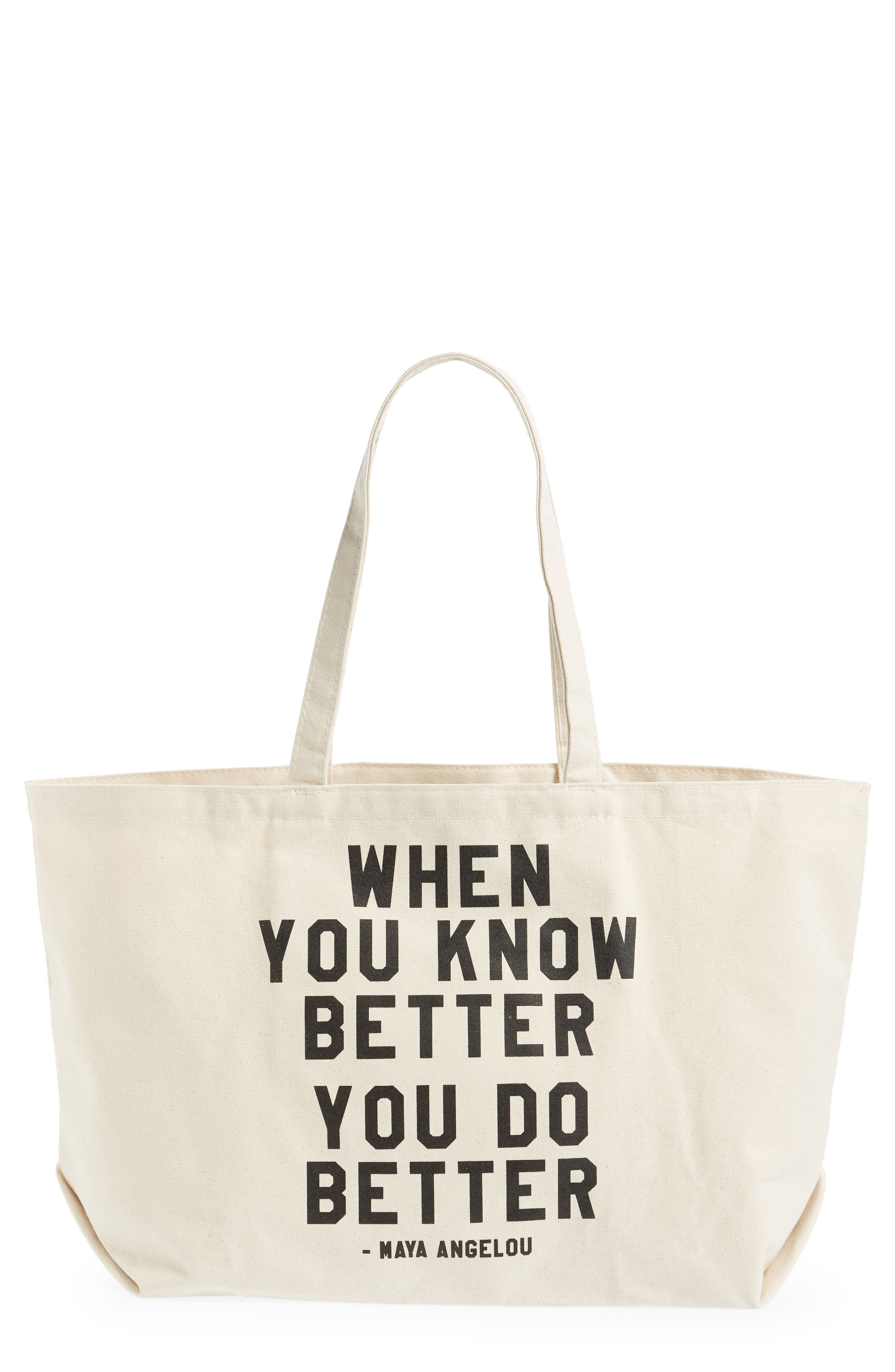 rayo & honey When You Know Better You Do Better Canvas Tote, Main, color, 