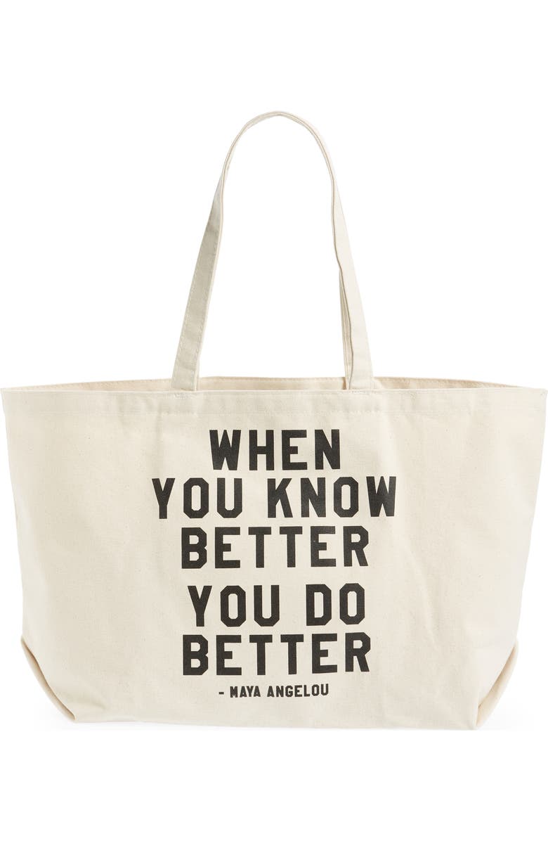 rayo & honey When You Know Better You Do Better Canvas Tote, Main, color,
