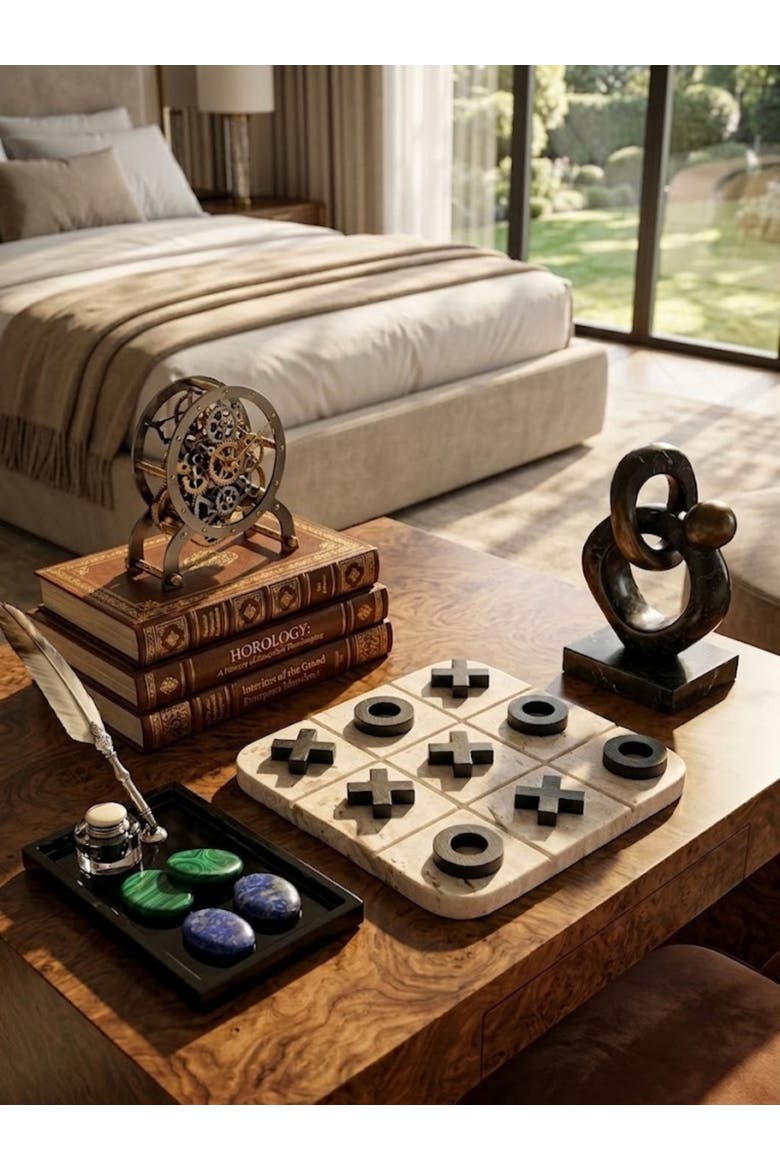 Monty Marble Tic Tac Toe Set, Alternate, color, Beige