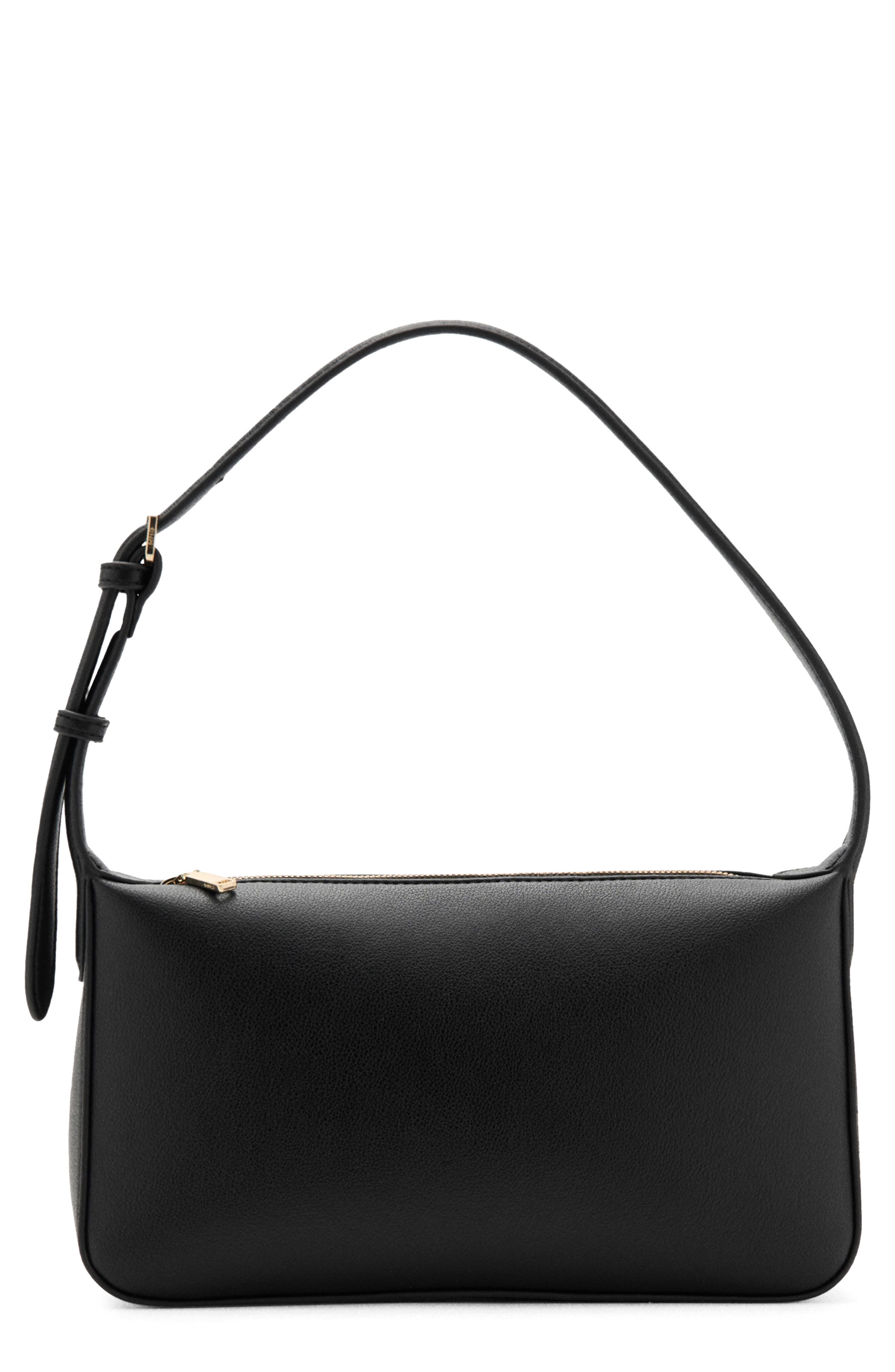 MANGO Faux Leather Shoulder Bag, Main, color, Black