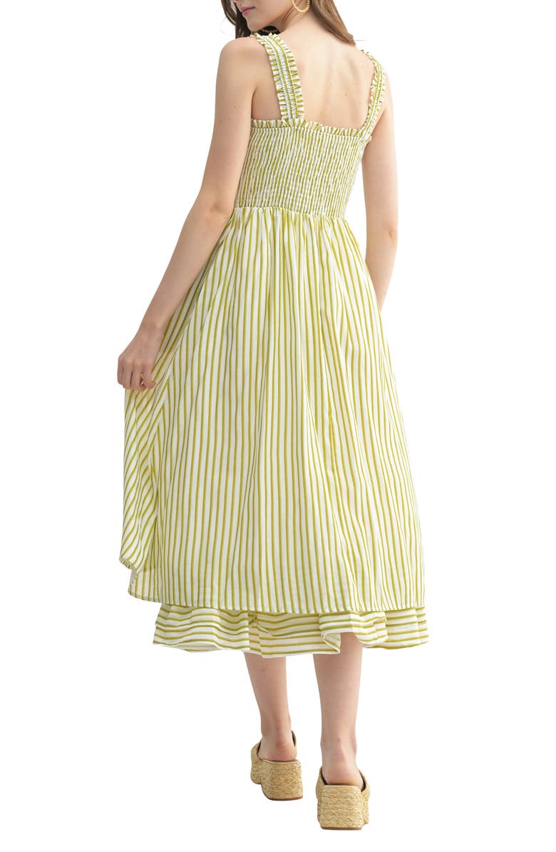 Smocked Striped Midi Sundress
