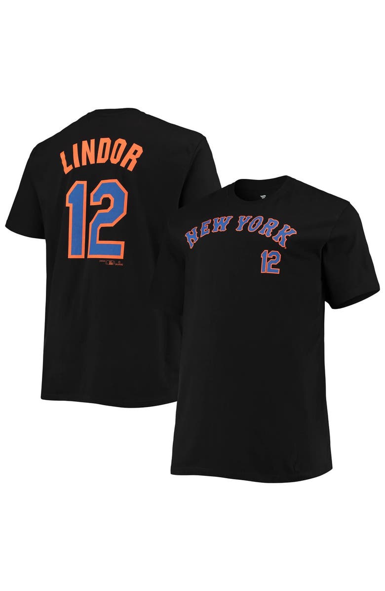 PROFILE Men's Francisco Lindor Black New York Mets Big & Tall Name & Number T-Shirt, Main, color, 