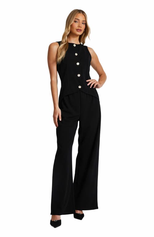 QUIZ 2 in 1 Scuba Crepe Waistcoat Jumpsuit in Black  product