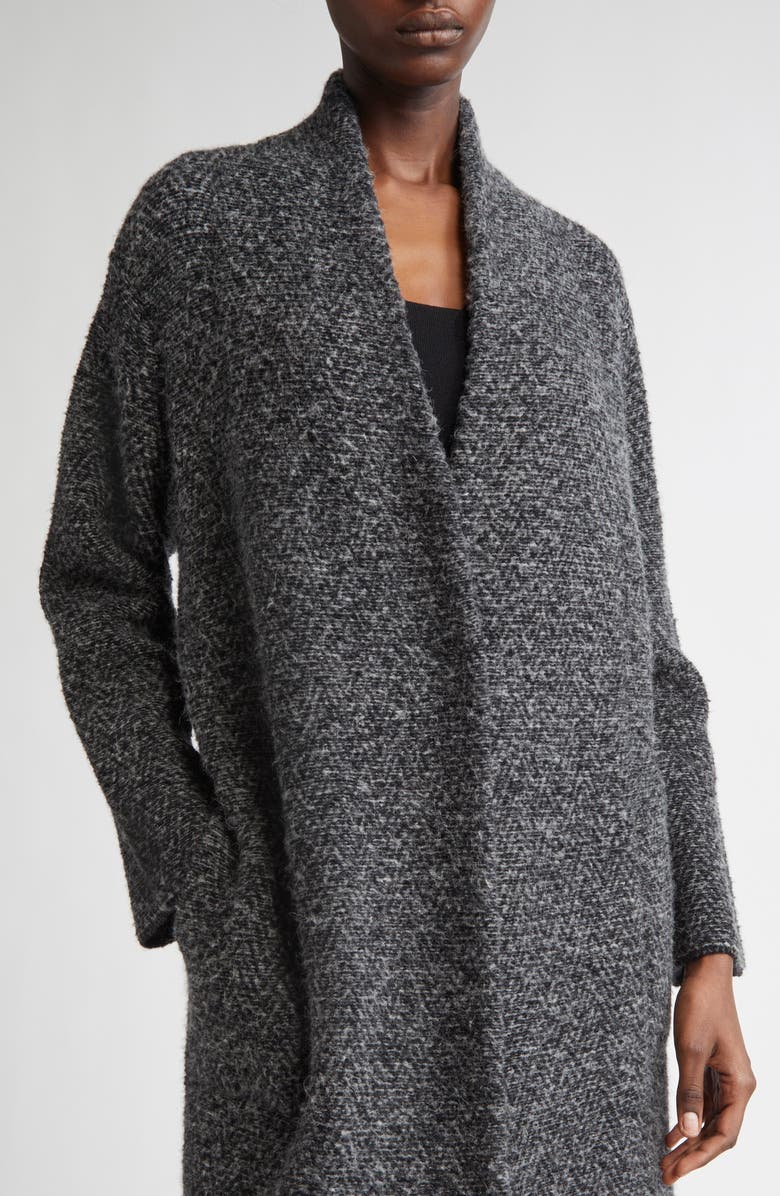 Vince Bouclé Cardigan Coat, Alternate, color, Black/Medium Heather Grey