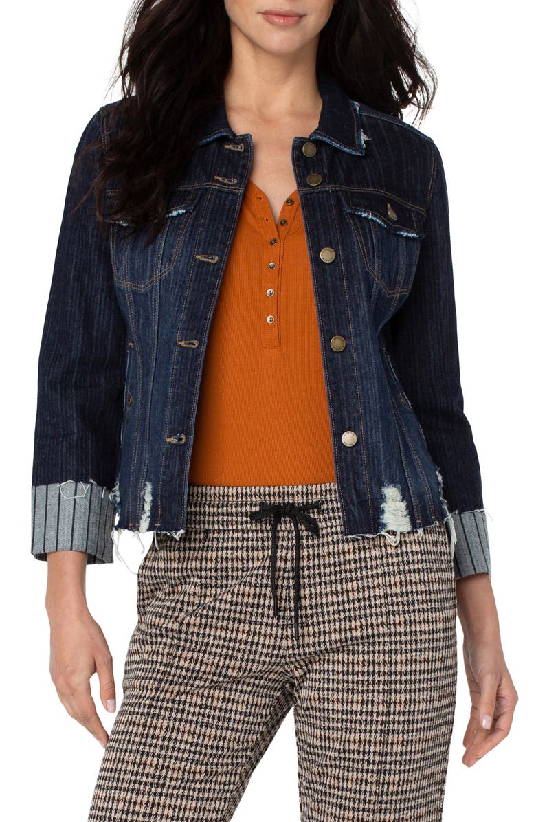 Liverpool Los Angeles x Living in Yellow Jennifer Raw Edge Cotton Denim Jacket, Main, color,