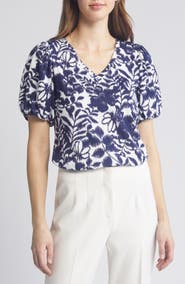 Anne Klein Floral Puff Sleeve T-Shirt
