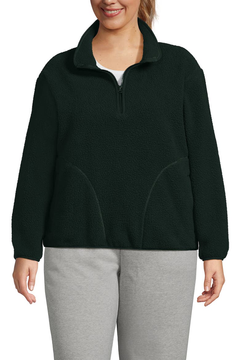 Plus Size Print Half Zip Cozy High Pile Fleece Pullover, Main, color, Woodland Forest