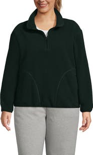 Lands' End Plus Size Print Half Zip Cozy High Pile Fleece Pullover
