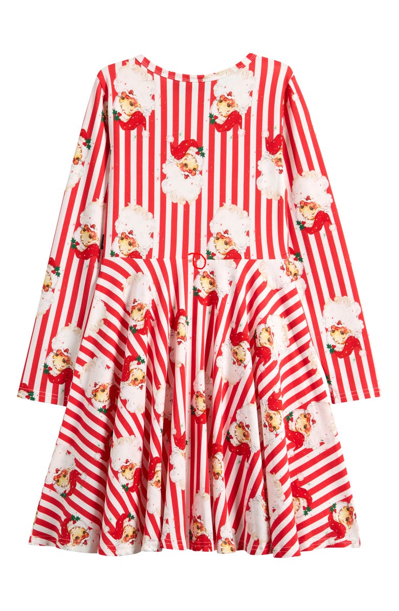 Rock Your Kid Kids' Fit & Flare Long Sleeve Stretch Cotton Dress, Alternate, color, Santa Red