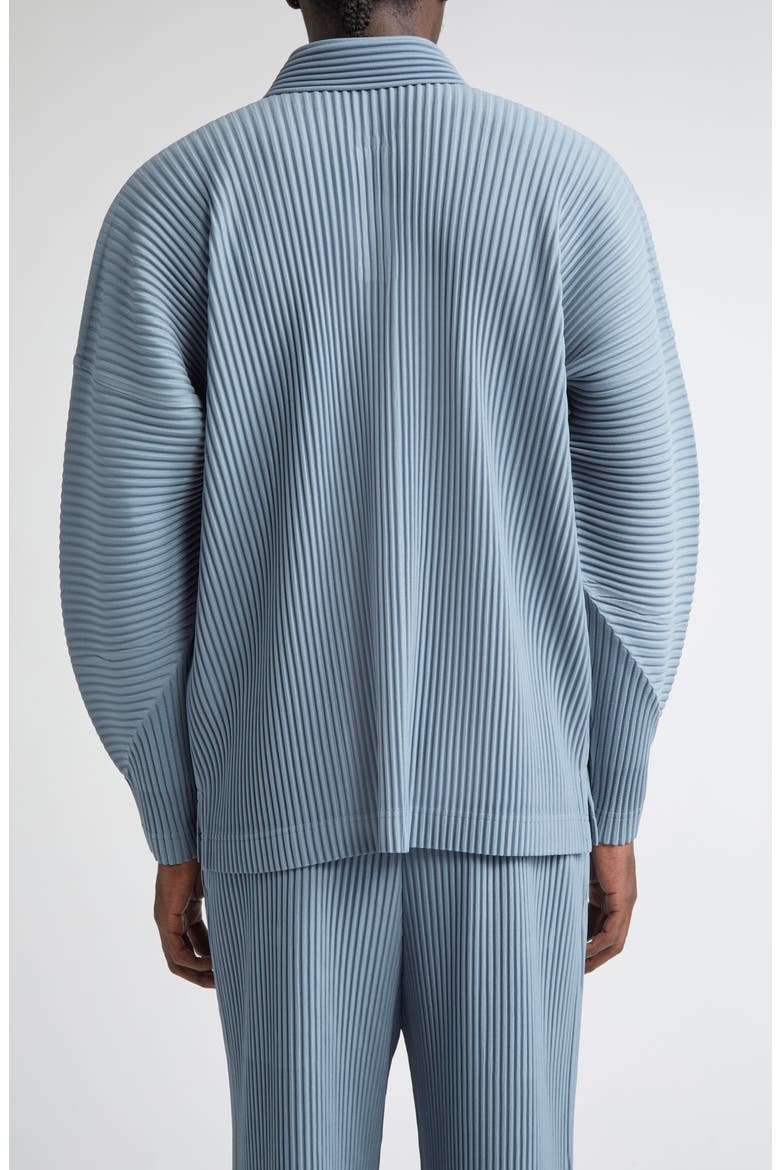 Monthly Colors August Pleated Long Sleeve Polo, Alternate, color, SLATE BLUE