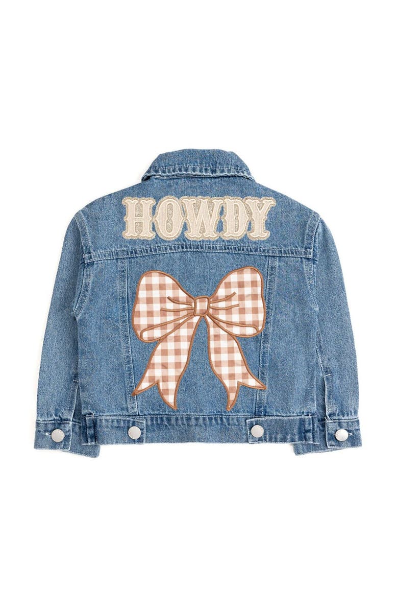 Sweet Wink Howdy Gingham Bow Patch Denim Jacket, Main, color, Denim