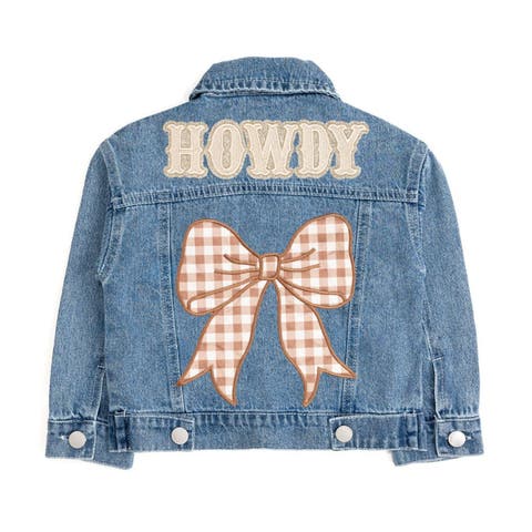 Howdy Gingham Bow Patch Denim Jacket (Toddler, Little Kid & Big Kid)