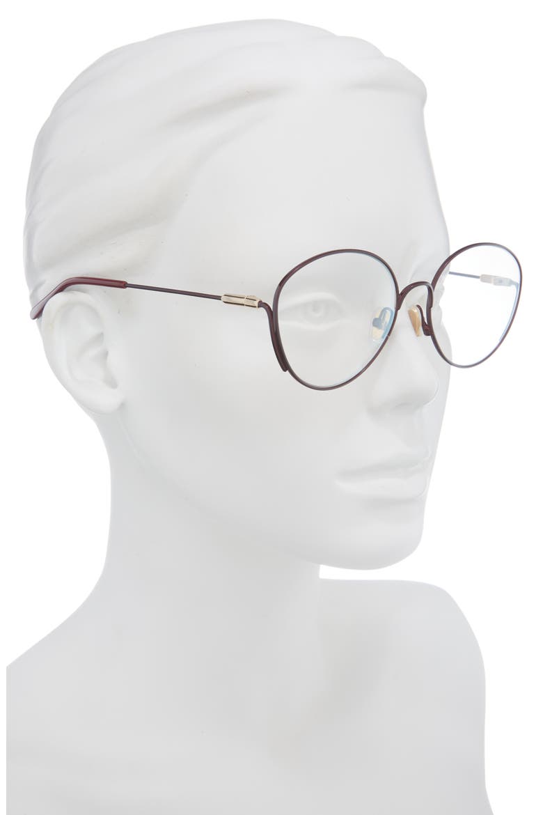 57mm Round Sunglasses, Alternate, color, BURGUNDY BURGUNDY TRANSPARENT