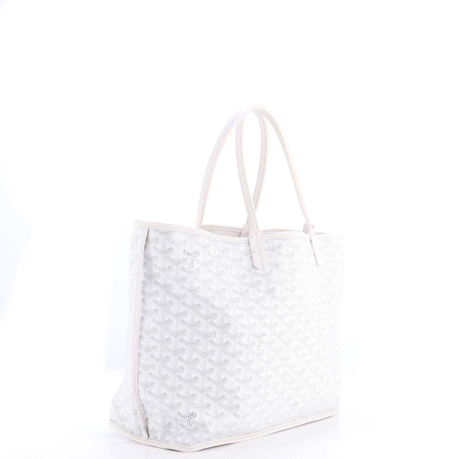Pre-Owned Goyard Anjou Reversible Tote Coated Canvas PM, Alternate, color, White