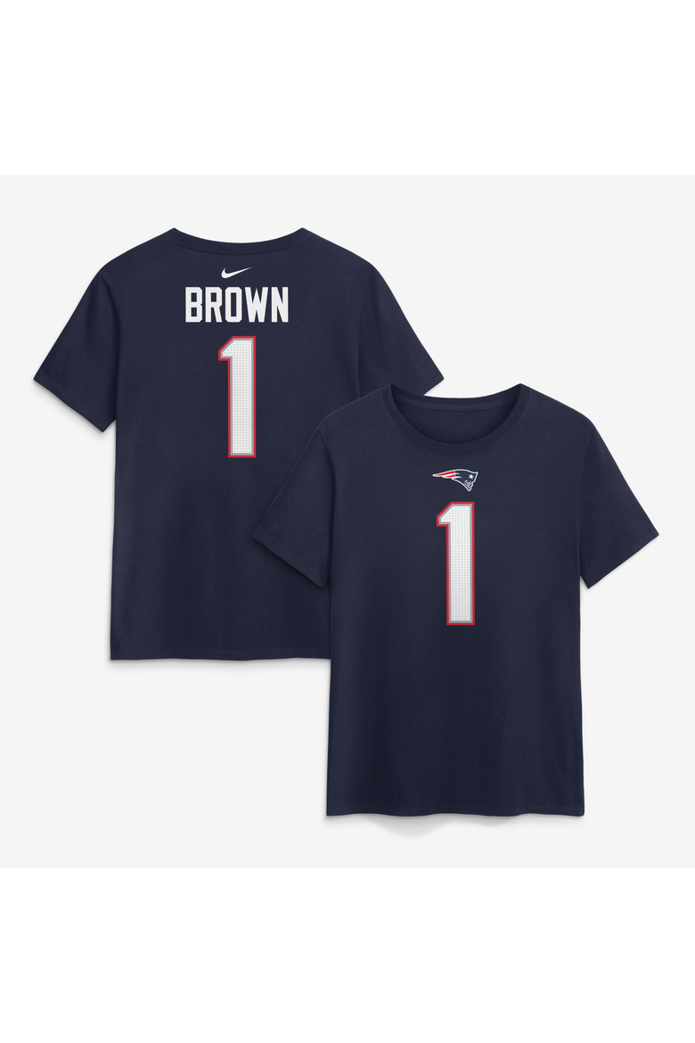 Women's Nike A.J. Brown Navy New England Patriots Name & Number T-Shirt, Main, color, Navy