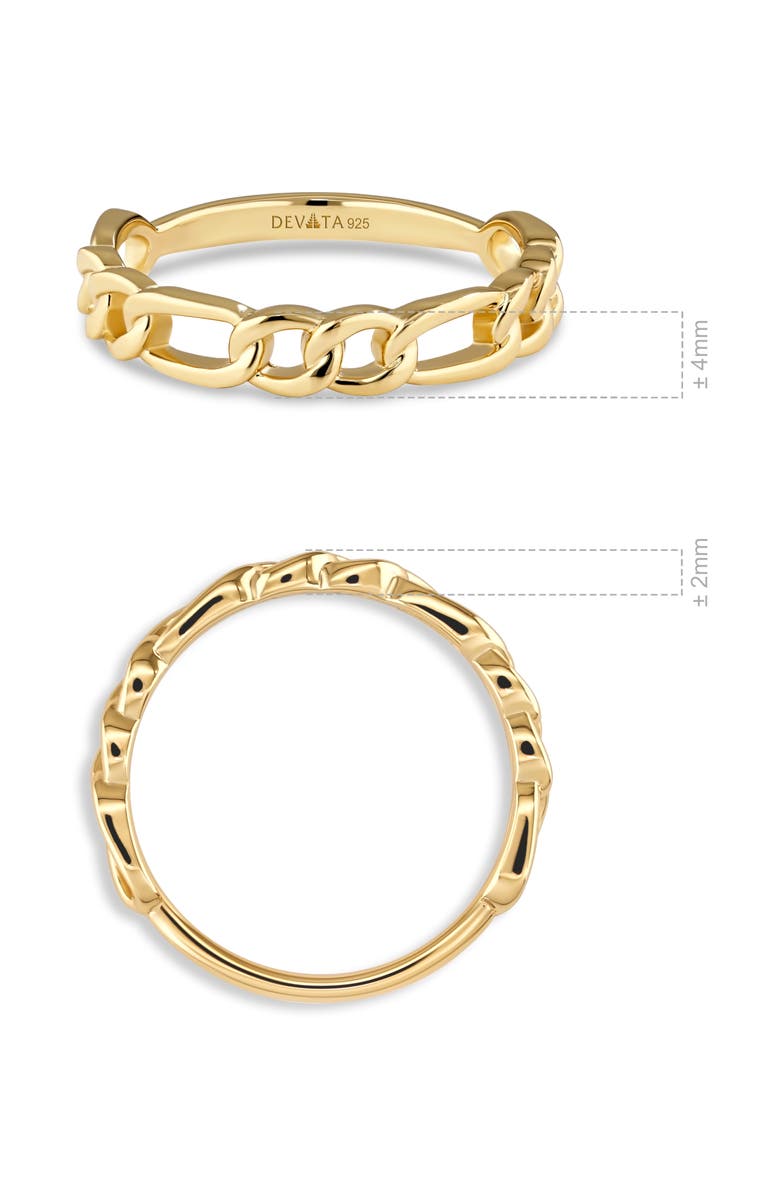 DEVATA Figaro Link Ring in Gold Plated Sterling Silver, Alternate, color, Yellow Gold