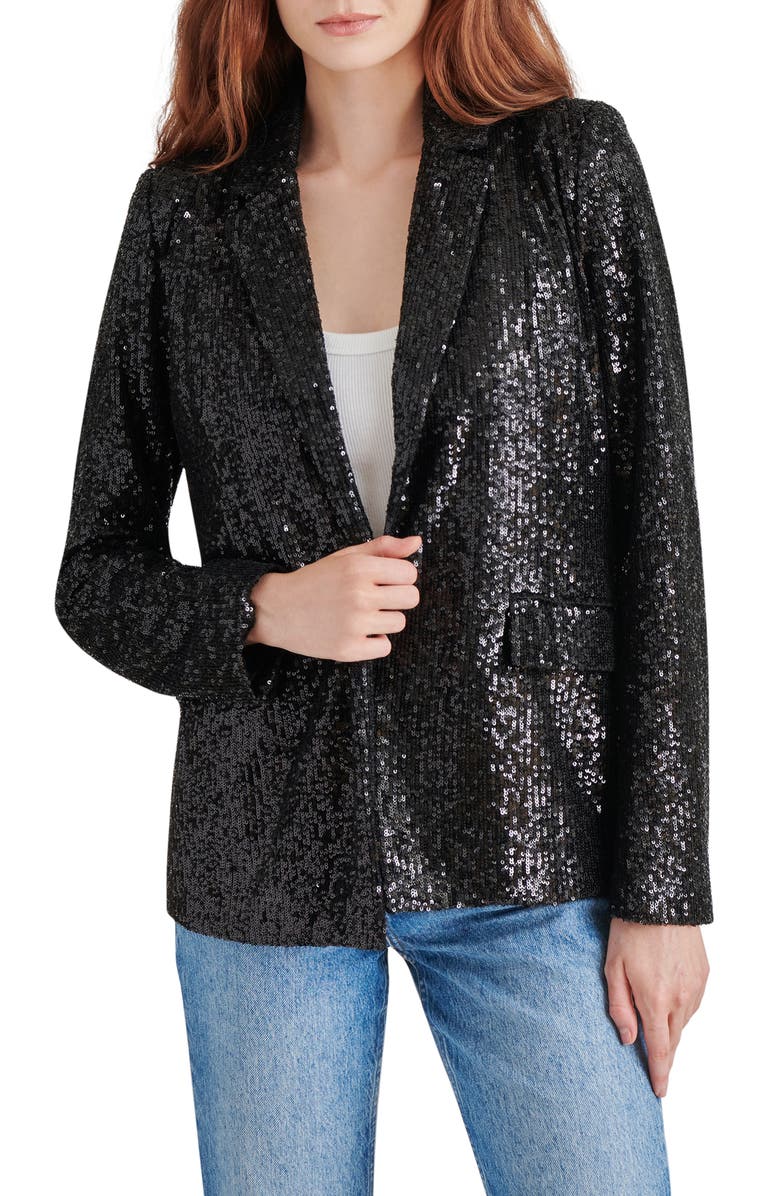 Steve Madden Payton Sequin Open Front Blazer, Main, color,