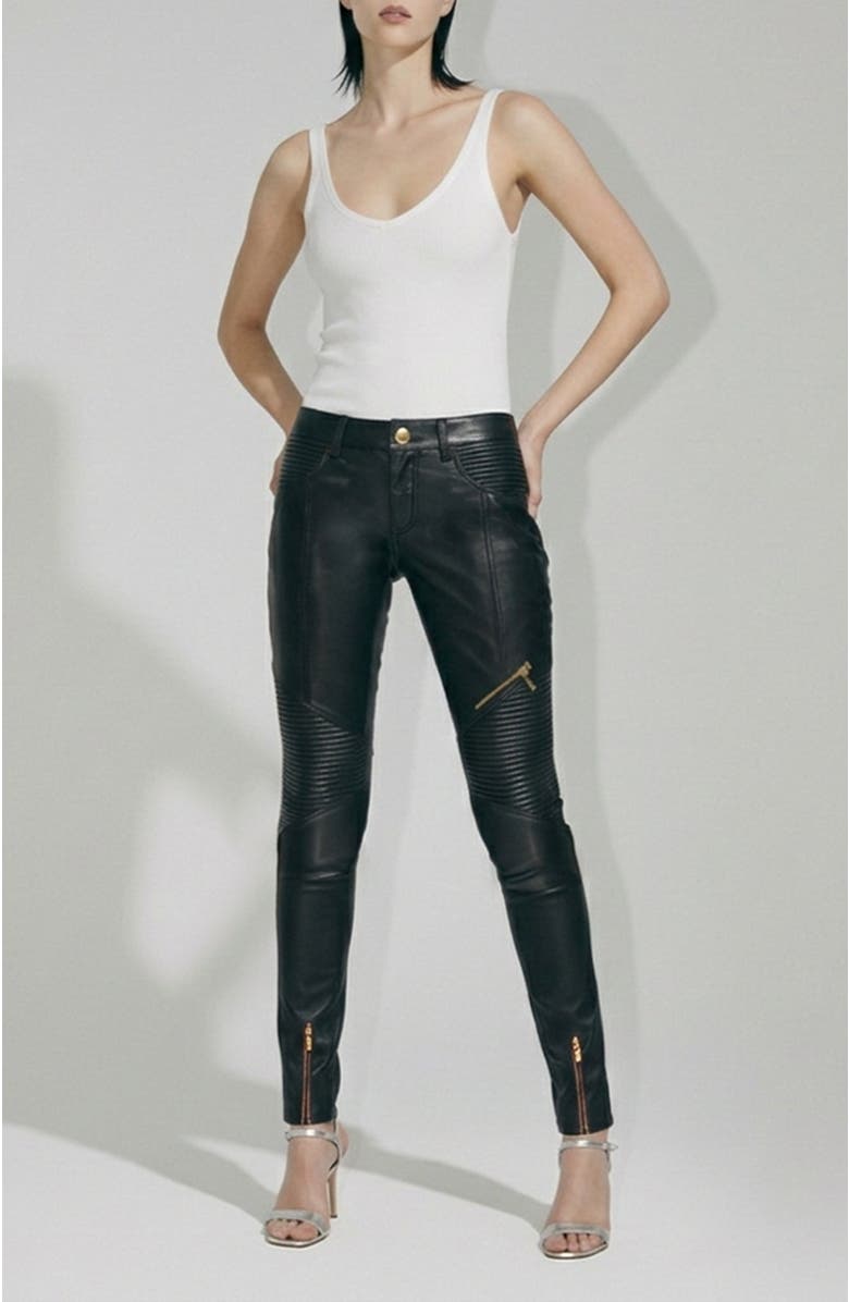 AS by DF Sam Stretch Leather Pants, Alternate, color, Black