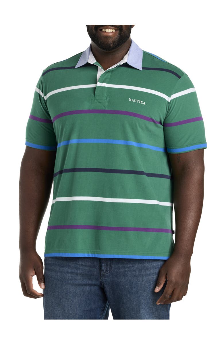Nautica Striped Rugby Polo Shirt, Main, color, Greenleaf