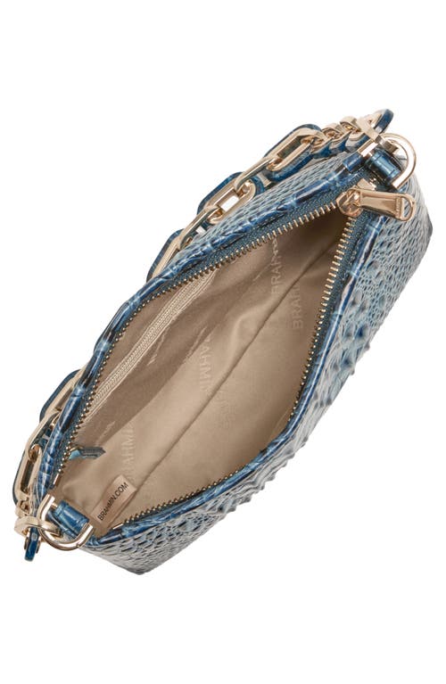 Brahmin Mod Lorelei Tiger Stripe Croc Embossed Leather Shoulder Bag In Blue