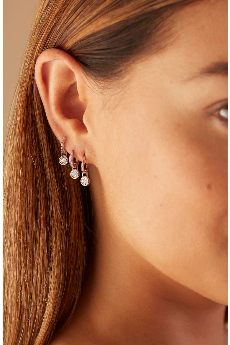 Diamond Essential Huggie Earrings, Alternate, color, ROSE GOLD