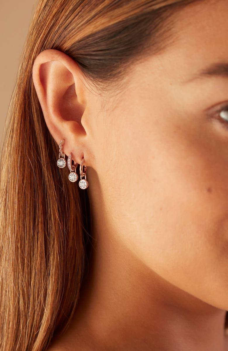 Monica Vinader Diamond Essential Huggie Earrings, Alternate, color, Rose Gold