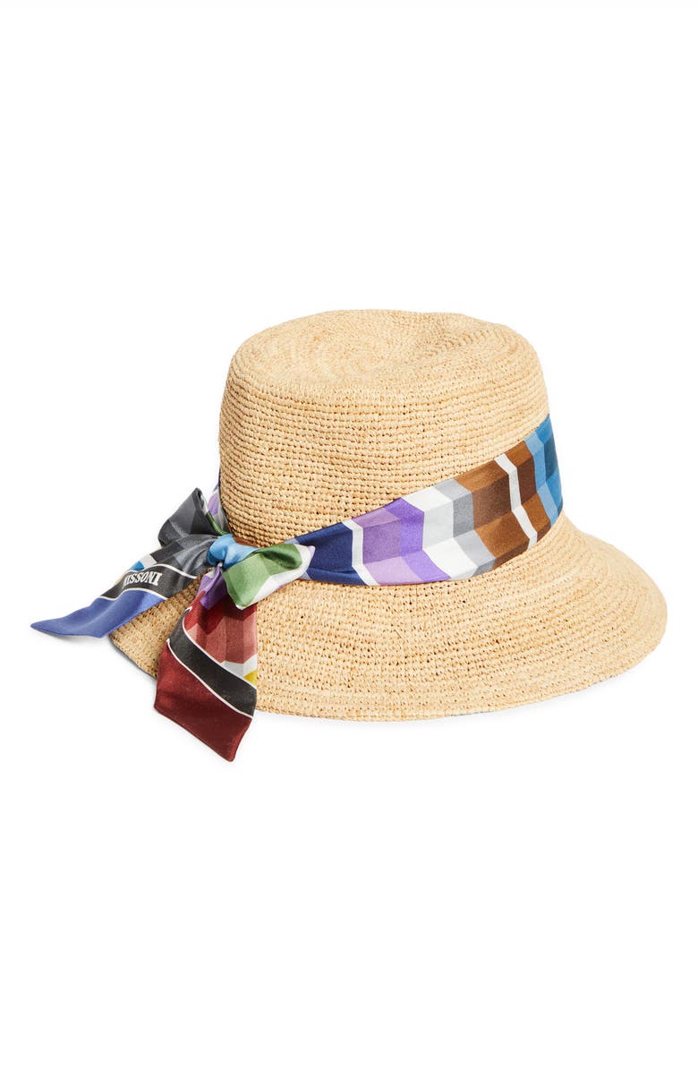 Missoni Straw Bucket Hat, Alternate, color, 0003 Blue Red Multi