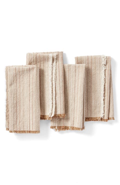 Set of 4 Stripe Organic Cotton Napkins