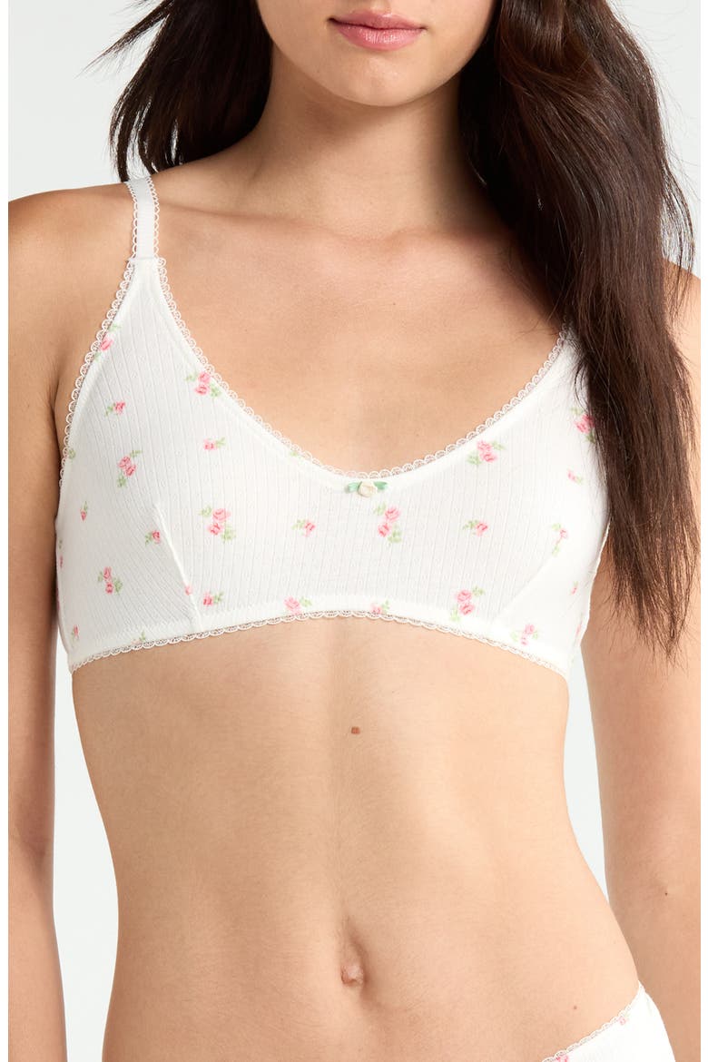 Sleepover Stretch Cotton Bralette, Main, color, PRINT ECRU BACKGR