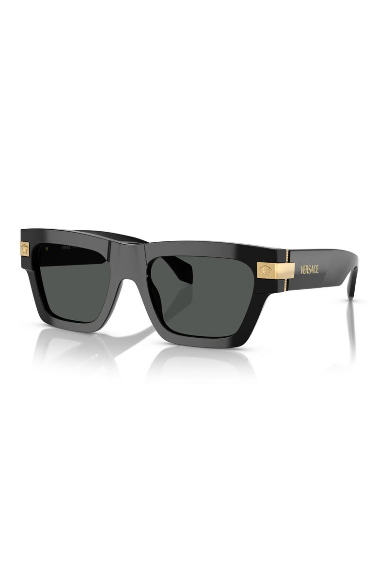 52mm Rectangular Sunglasses, Alternate, color, BLACK