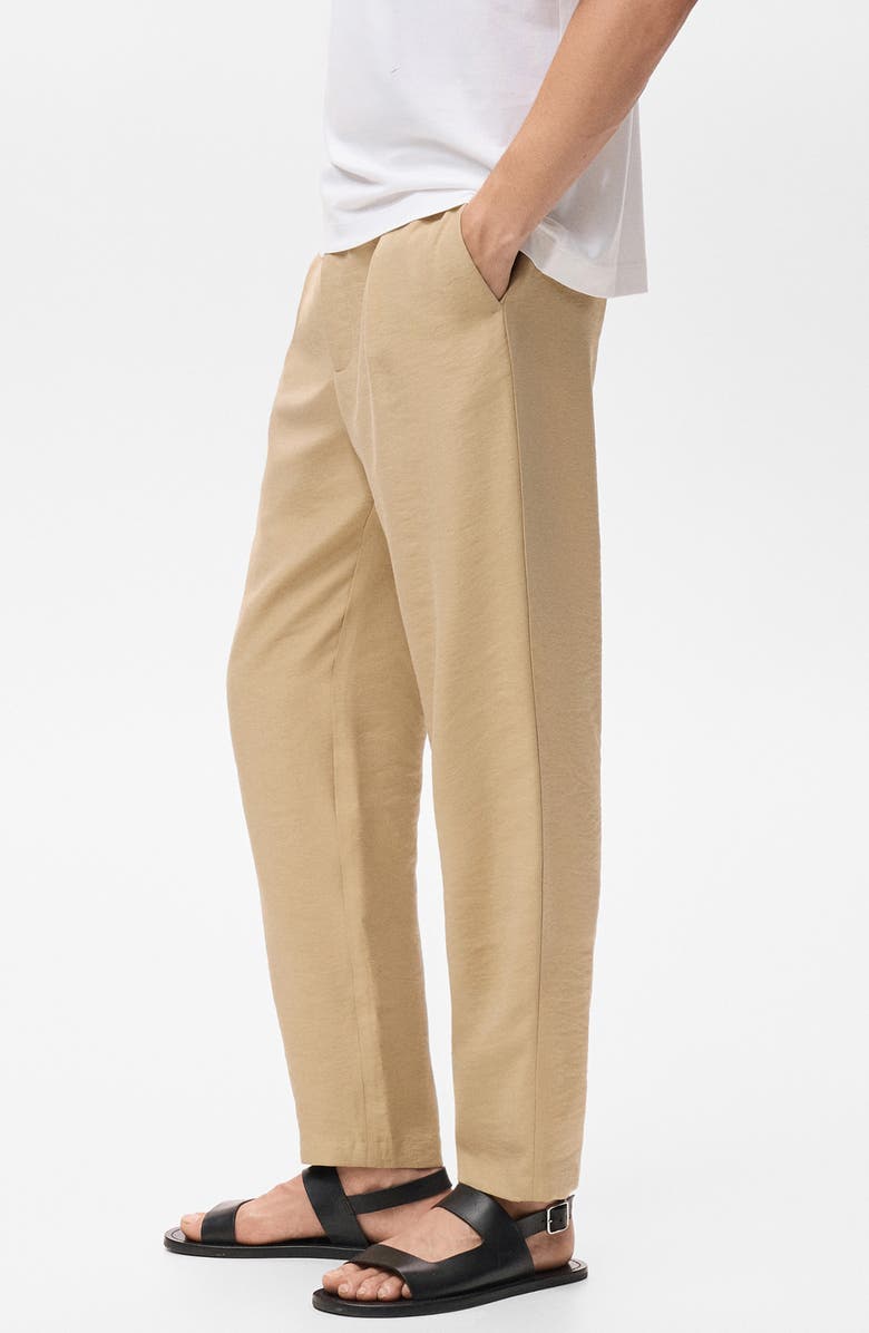 MANGO Pleated Straight Fit Pants, Alternate, color, Beige
