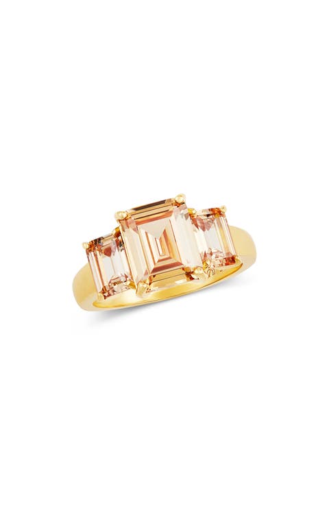 Emerald Cut Cubic Zirconia 3-Stone Ring