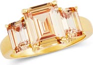 SAVVY CIE JEWELS Emerald Cut Cubic Zirconia 3-Stone Ring
