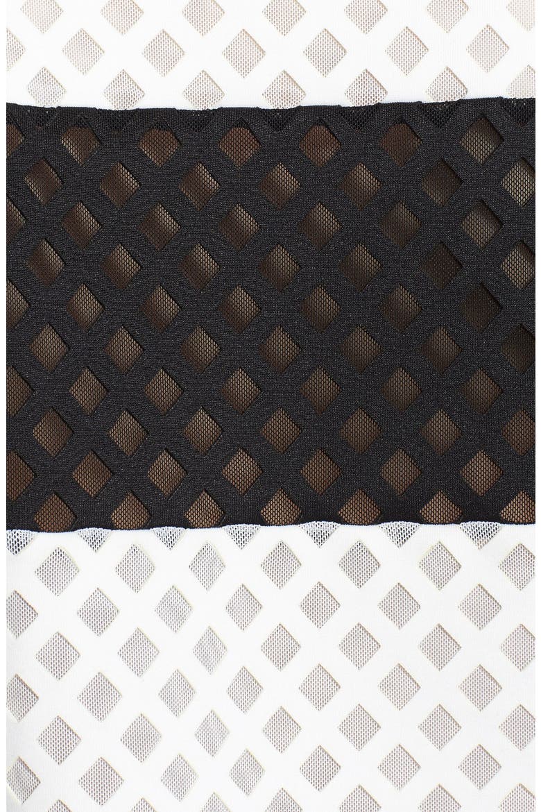 'Leda' Lattice Crop Top, Alternate, color, BLACK/ WHITE
