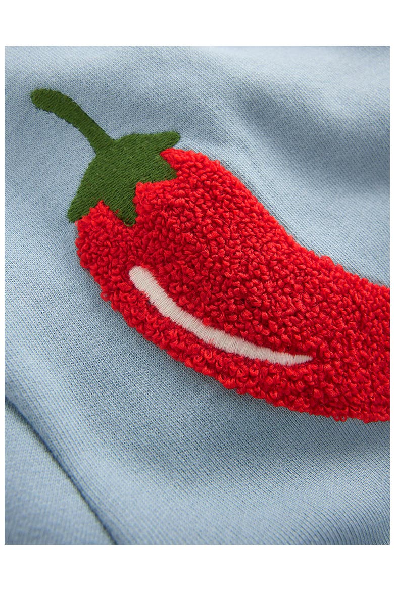 Kids' Fun Chili Pepper Appliqué Sweatshirt, Alternate, color, SEAMIST BLUE CHILLIES