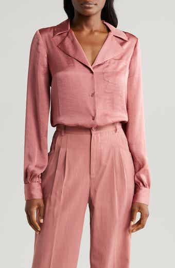 PAIGE Capriana Satin Button-Up Shirt