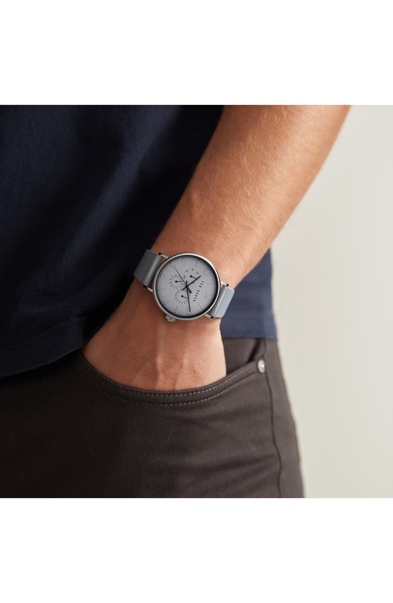 Ted Baker Phylipa Gents Multifunction Leather Strap Watch, 41mm, Alternate, color, Grey