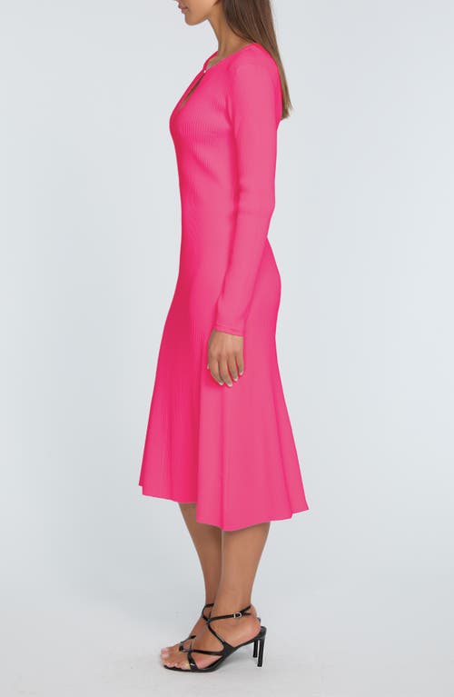 Elie Tahari The Belinda Cutout Ribbed Midi Sweater Dress In Haute Pink
