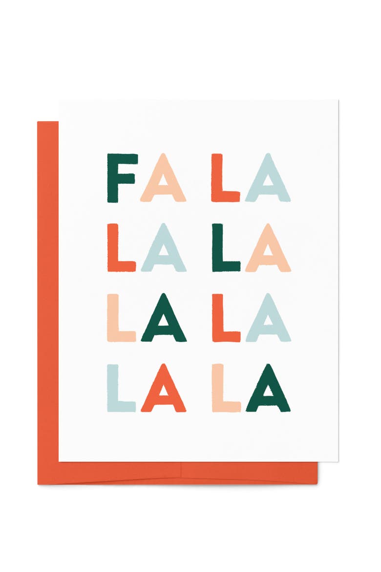 Fa La La Holiday Boxed Set of 8 Cards, Main, color, Red Envelope