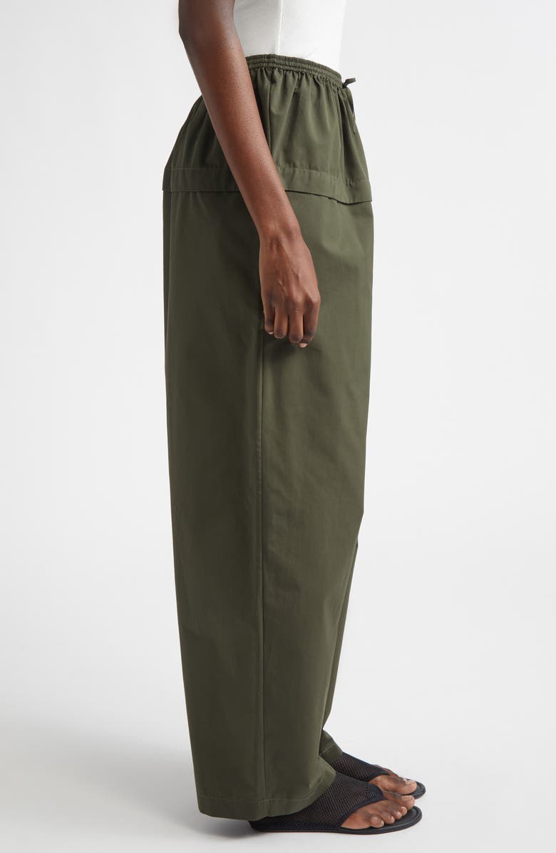 Alaïa Cotton Peplum Pants, Alternate, color, Olive