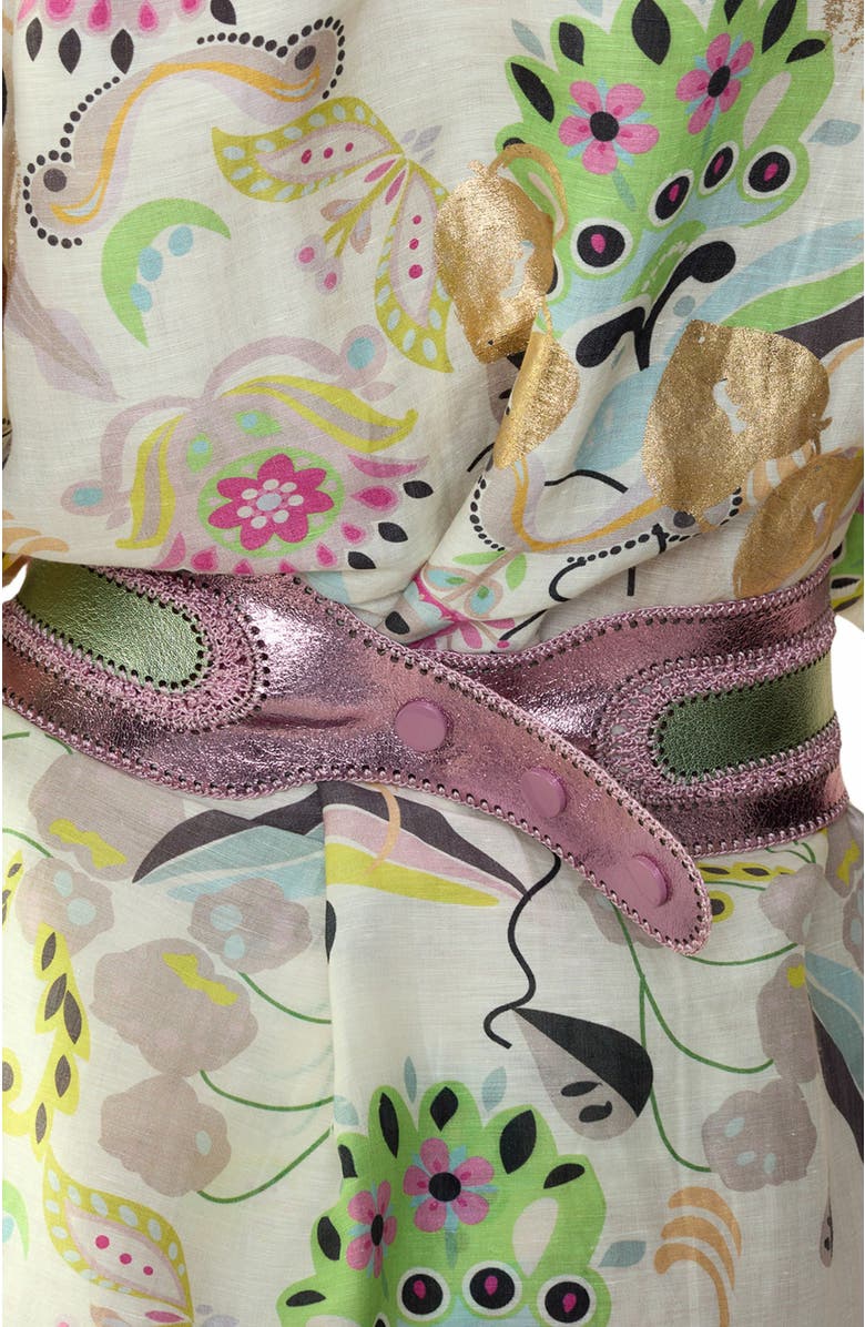 Cynthia Rowley Metallic Vegan Leather Belt, Alternate, color, Green
