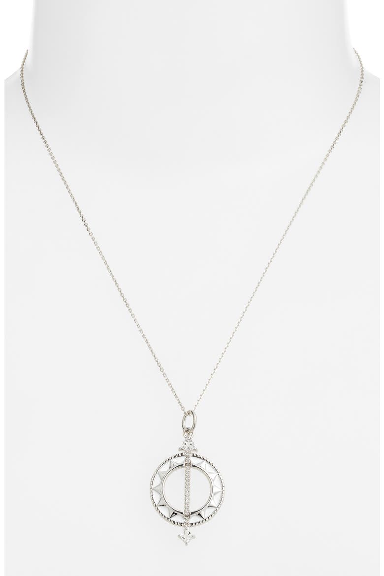 Sundial Pendant Necklace, Alternate, color, SILVER