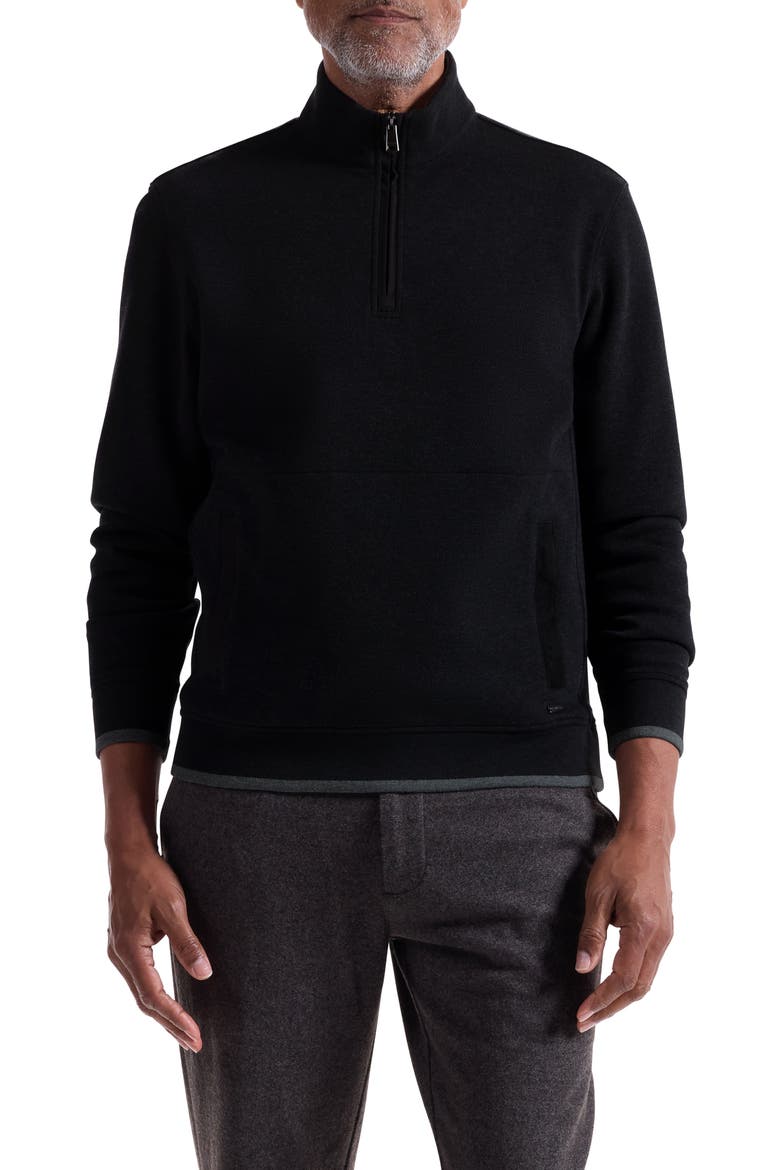 Heathered Quarter Zip Pullover, Main, color, BLACK