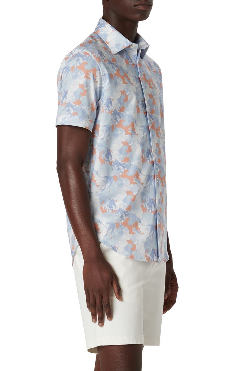 Bugatchi Miles OoohCotton<sup>®</sup> Short Sleeve Button-Up Shirt, Alternate, color, 