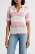 beachlunchlounge Skye Stripe Crochet Polo