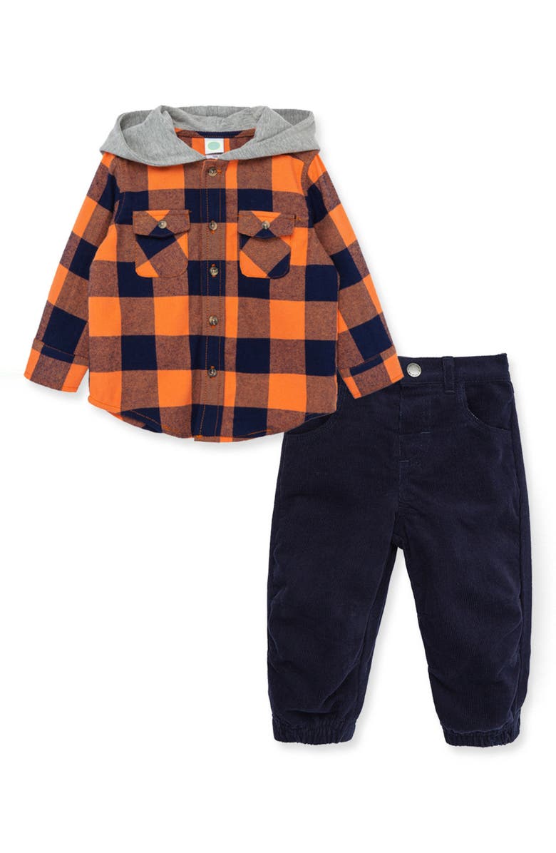 Little Me Check Woven Shirt Jacket & Pants Set, Alternate, color,