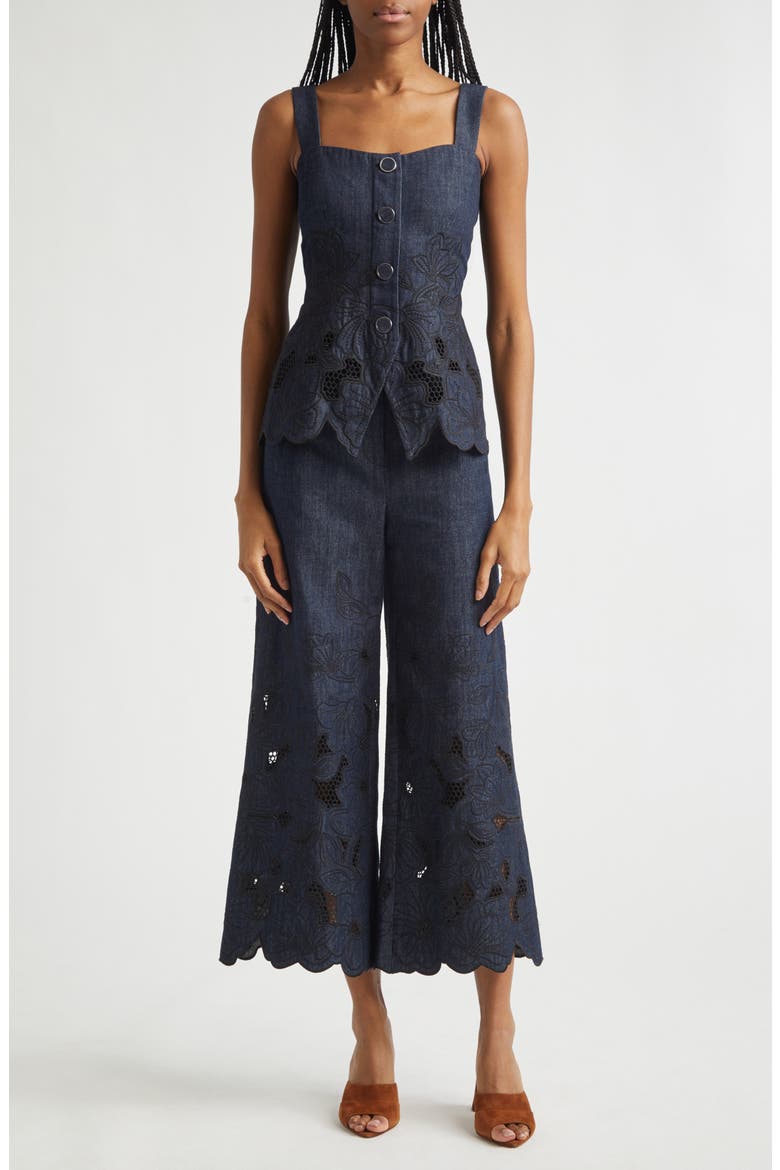 Mirielle Eyelet Chambray Top, Alternate, color, INDIGO RINSE