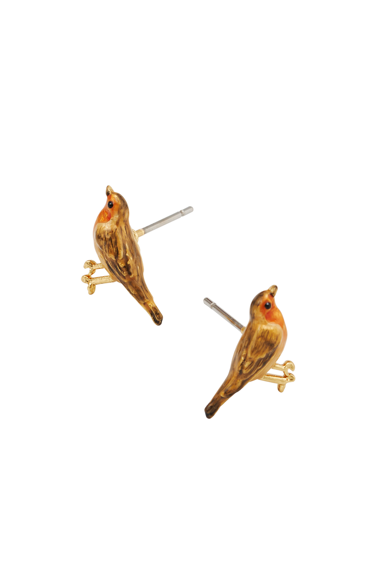 Robin Stud Earrings, Alternate, color, Gold