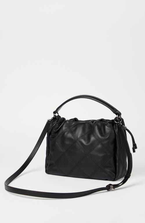 Brunello Cucinelli Small Mellow Quilted Diamond-pattern Tote Bag In Black