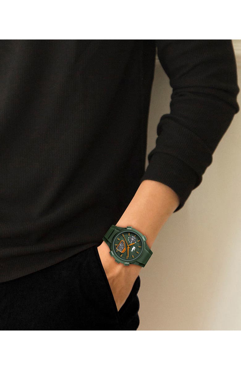 Lacoste LC33 Silicone Strap Watch, 45mm, Alternate, color, Khaki